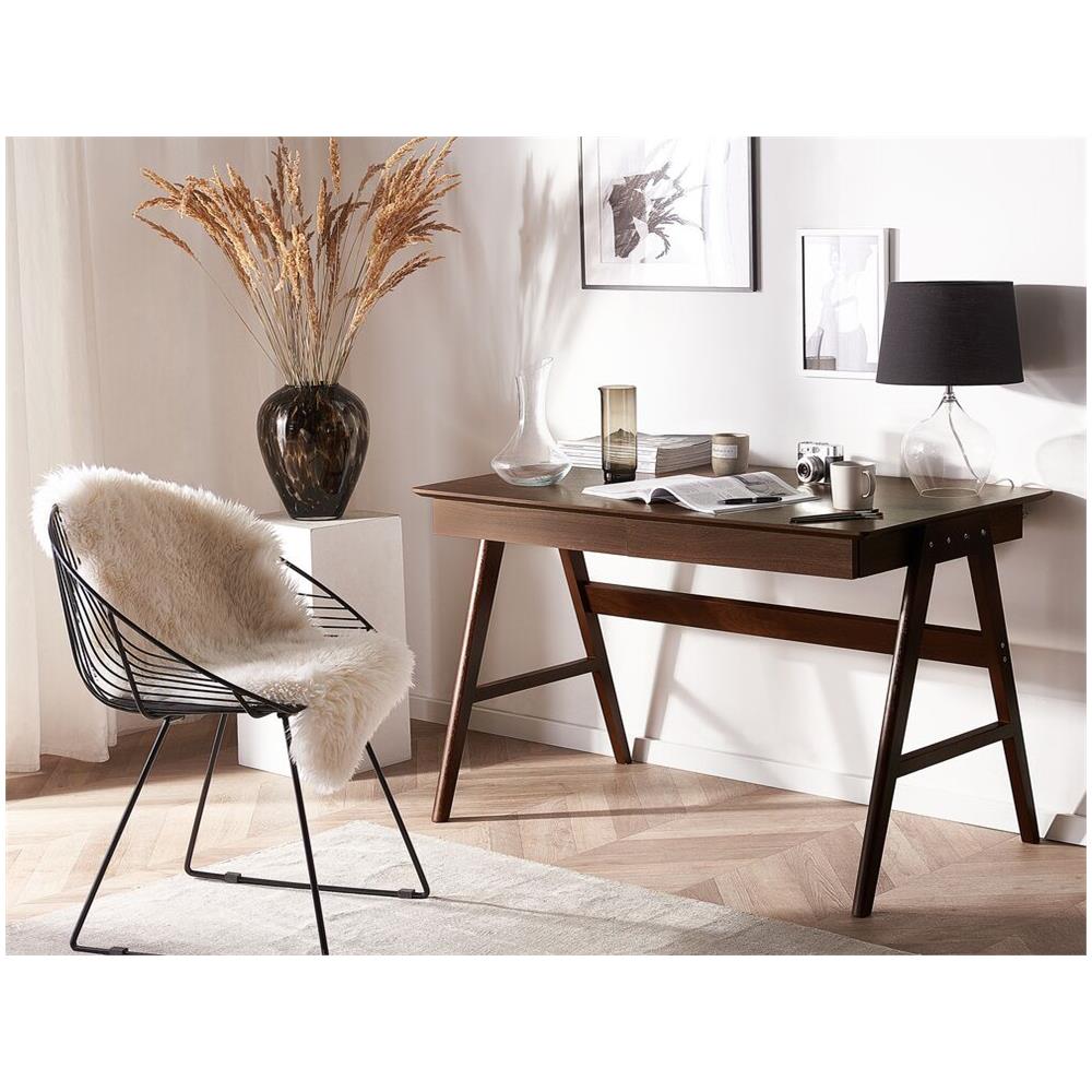 Scrivania Sheslay Marrone Scuro 120 Cm 70 Cm Con Contenitore - Foto 1