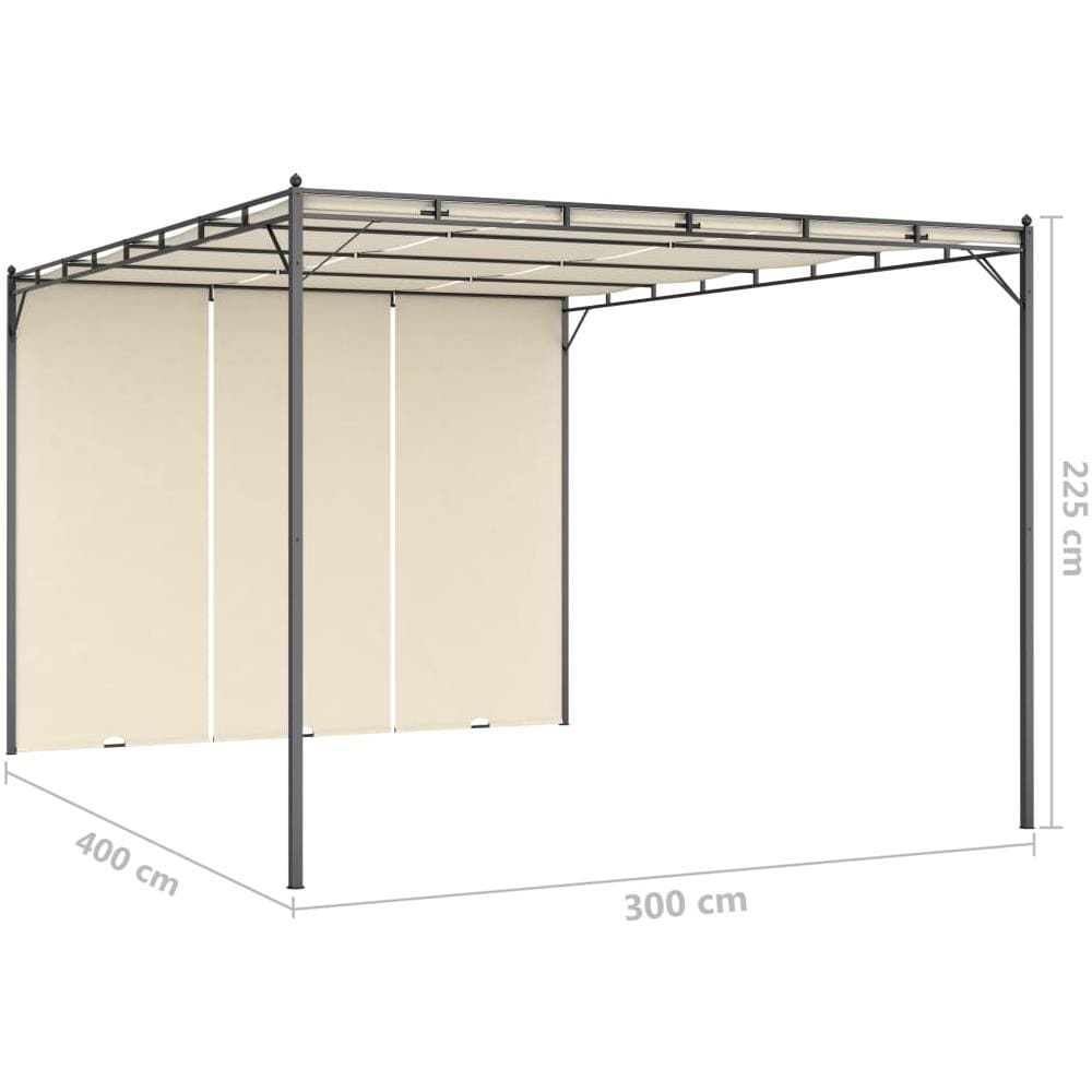 Gazebo Da Giardino Con Tenda Laterale 4x3x2,25 M Crema - Foto 13