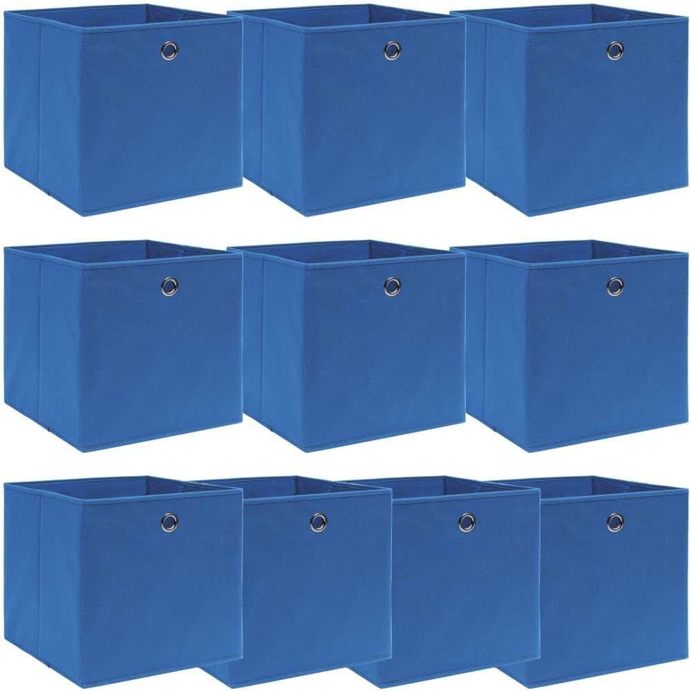 Scatole Portaoggetti con Coperchi 10pz Blu 32x32x32 cm Tessuto - Foto 1