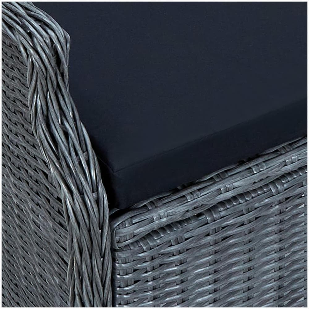 Set Da Pranzo Giardino 9 Pz Con Cuscini Polyrattan Grigio Scuro - Foto 2