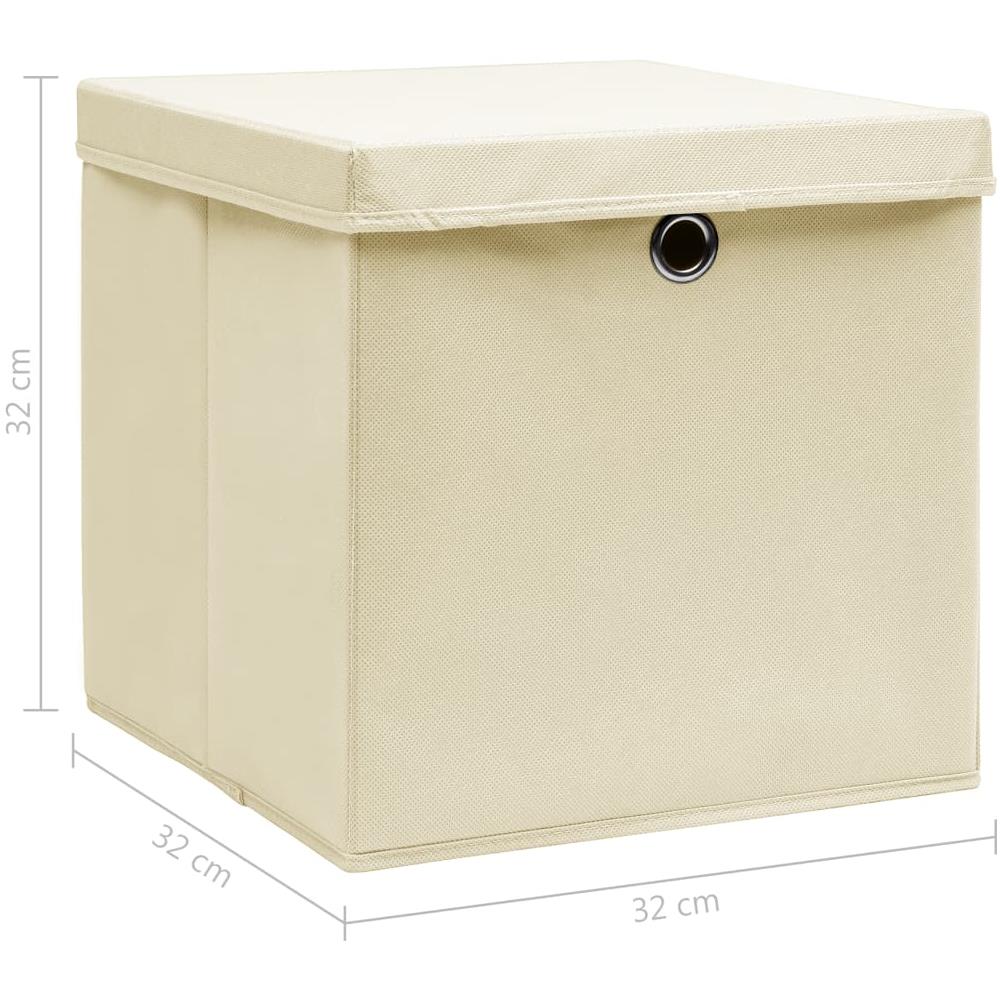 Scatole Portaoggetti con Coperchi 4pz Crema 32x32x32 cm Tessuto - Foto 6