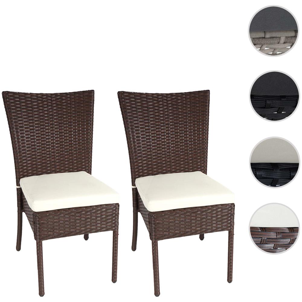 Mendler Set 2 Poltrone Da Giardino In Polyrattan Marrone – 60x59x83 Cm Con Cuscini Verdi Sfoderabili