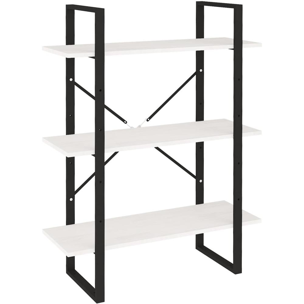 Libreria A 3 Ripiani Bianca 80x30x105 Cm In Massello Di Pino - Foto 1