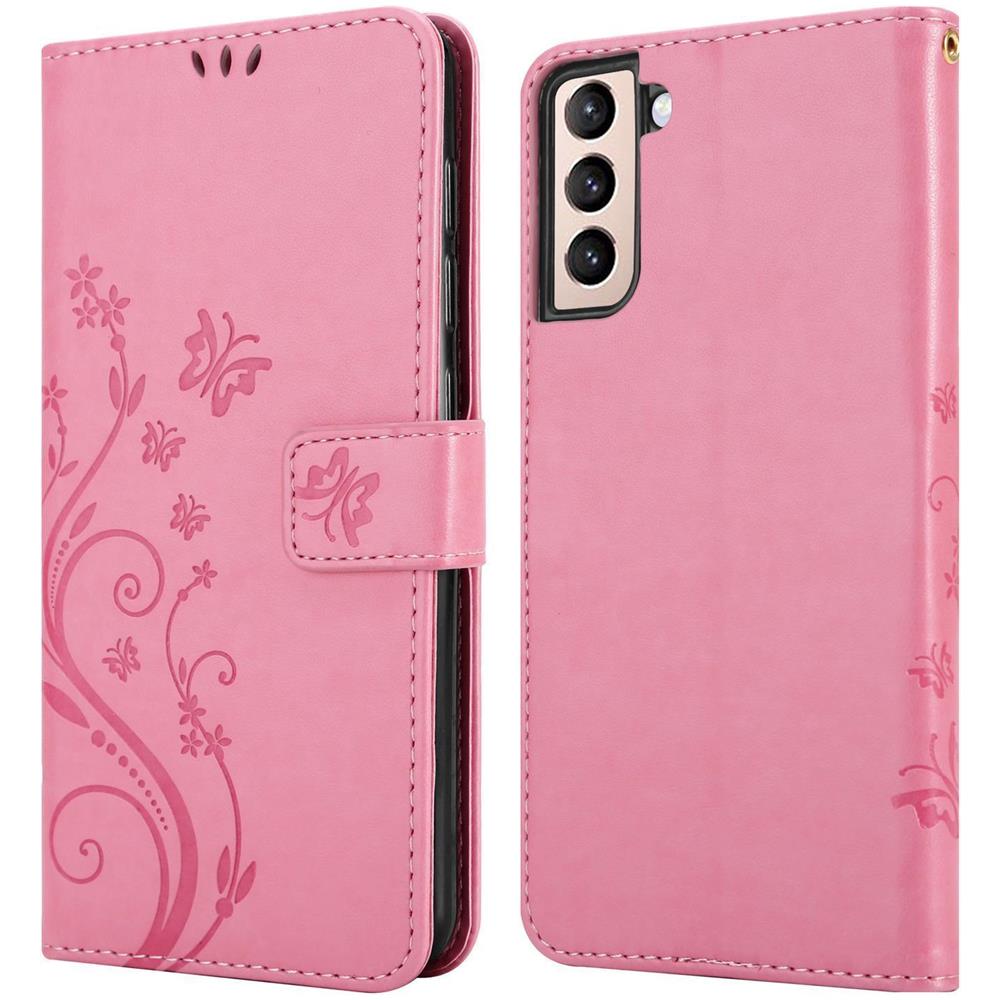 Custodia Compatibile Con Samsung Galaxy S21 In Rosa Fiore - Coperchio Protettivo In Design Floreale Con Chiusura Magnetica, Funzione Stand E Slot Per Carte - Foto 8