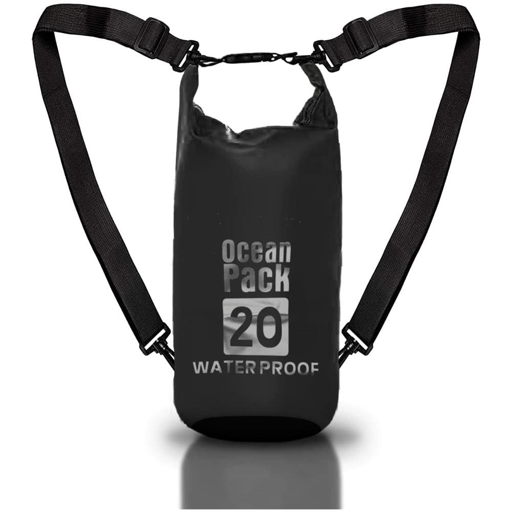 Borsa Zaino Impermeabile 20l, Dry Bag Mare 20 Litri, Sacca Impermeabile Con Tracolla Regolabile, Zaino Waterproof Per Barca Pesca Rafting Spiaggia Sport Acquatici (nero)  - Foto 1
