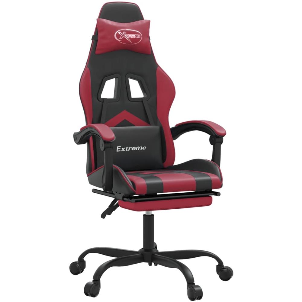 Sedia Da Gaming Con Poggiapiedi Nero E Rosso Vino In Similpelle - Foto 1