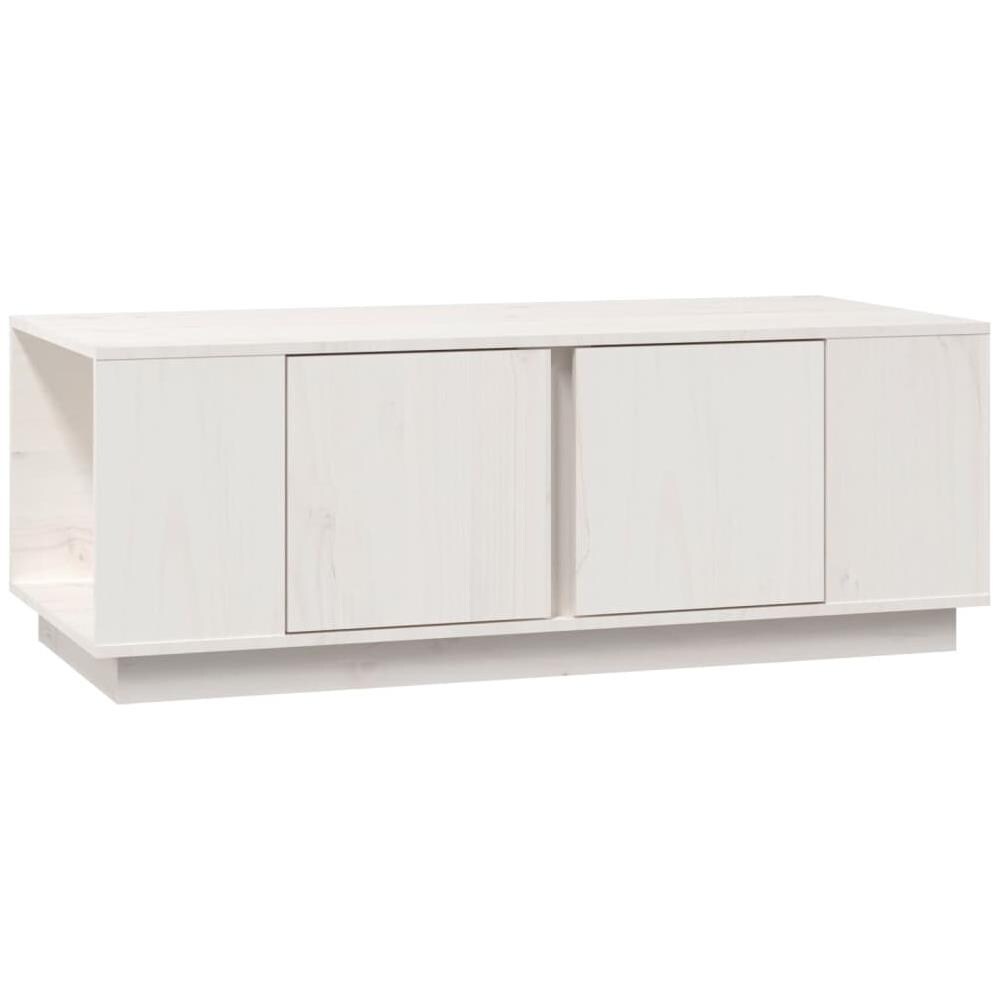 Tavolino Da Salotto Bianco 110x50x40 Cm Legno Massello Di Pino - Foto 2