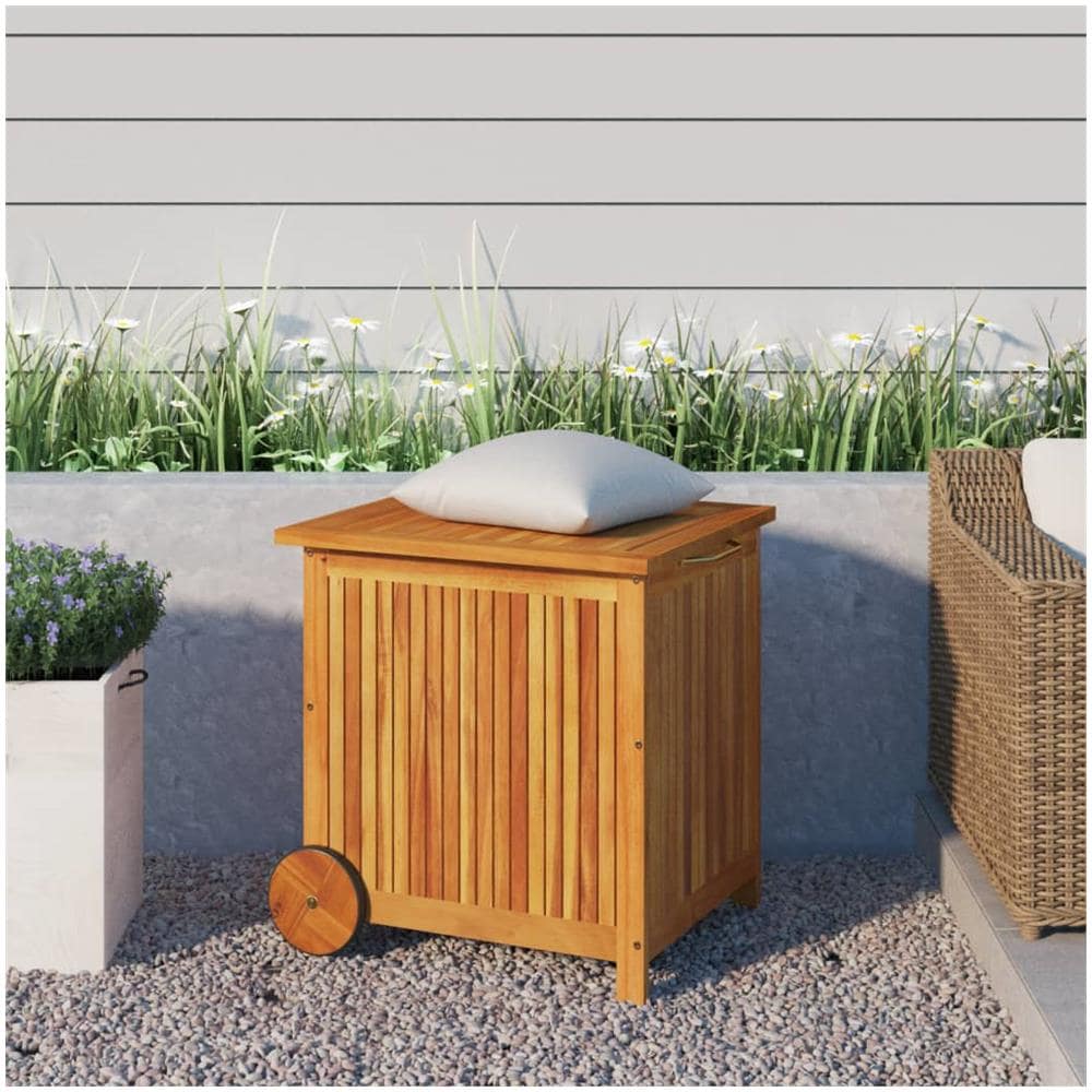 Contenitore Giardino Con Ruote 60x50x58cm Legno Massello Acacia - Foto 1