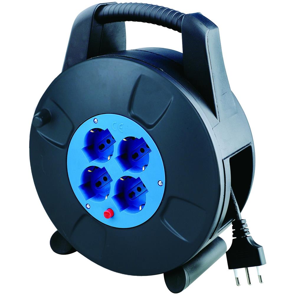 Prolunga Alimentazione Avvolgicavo 4 Prese Bipasso /schuko 10m Protezione Termica - Foto 1