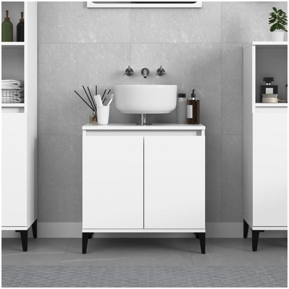 Mobile Lavabo Bianco 58x33x60 Cm In Legno Multistrato - Foto 1