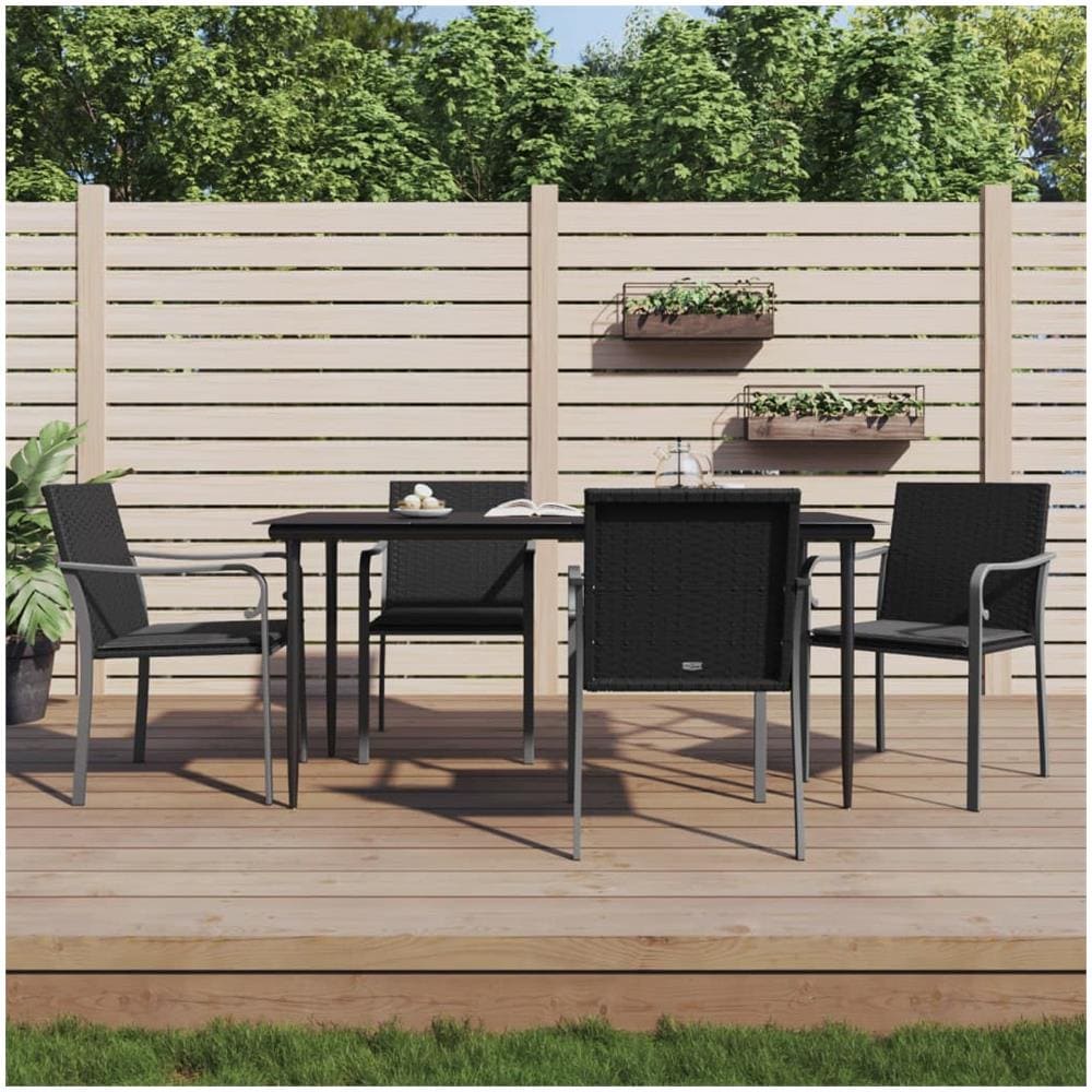 Sedie Da Giardino Con Cuscini 4pz Neri 56x59x84cm In Polyrattan - Foto 1