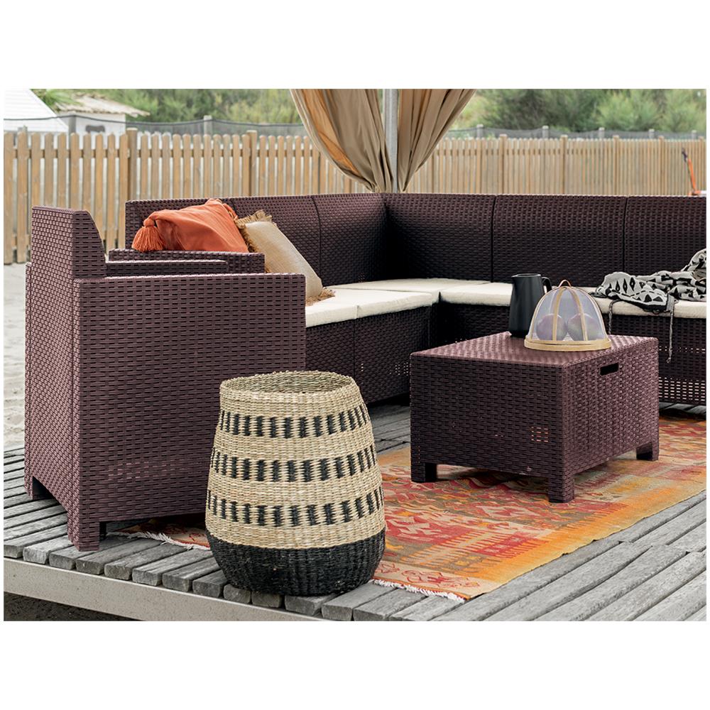 Set Salotto Da Esterno Eris, Set Da Giardino Con Cuscini, Salottino Indoor E Outdoor Effetto Rattan, 100% Made In Italy, Marrone - Foto 4
