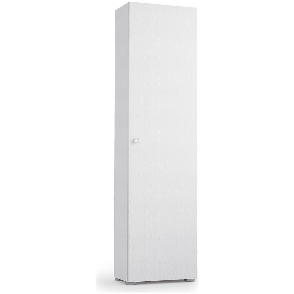 Armadio Multiuso Fiordaliso, Mobile Lineare A 1 Anta E 7 Ripiani, Colonna Da Ingresso O Bagno, Scarpiera Moderna, 100% Made In Italy, 50x30h182 Cm, Bianco - Foto 2