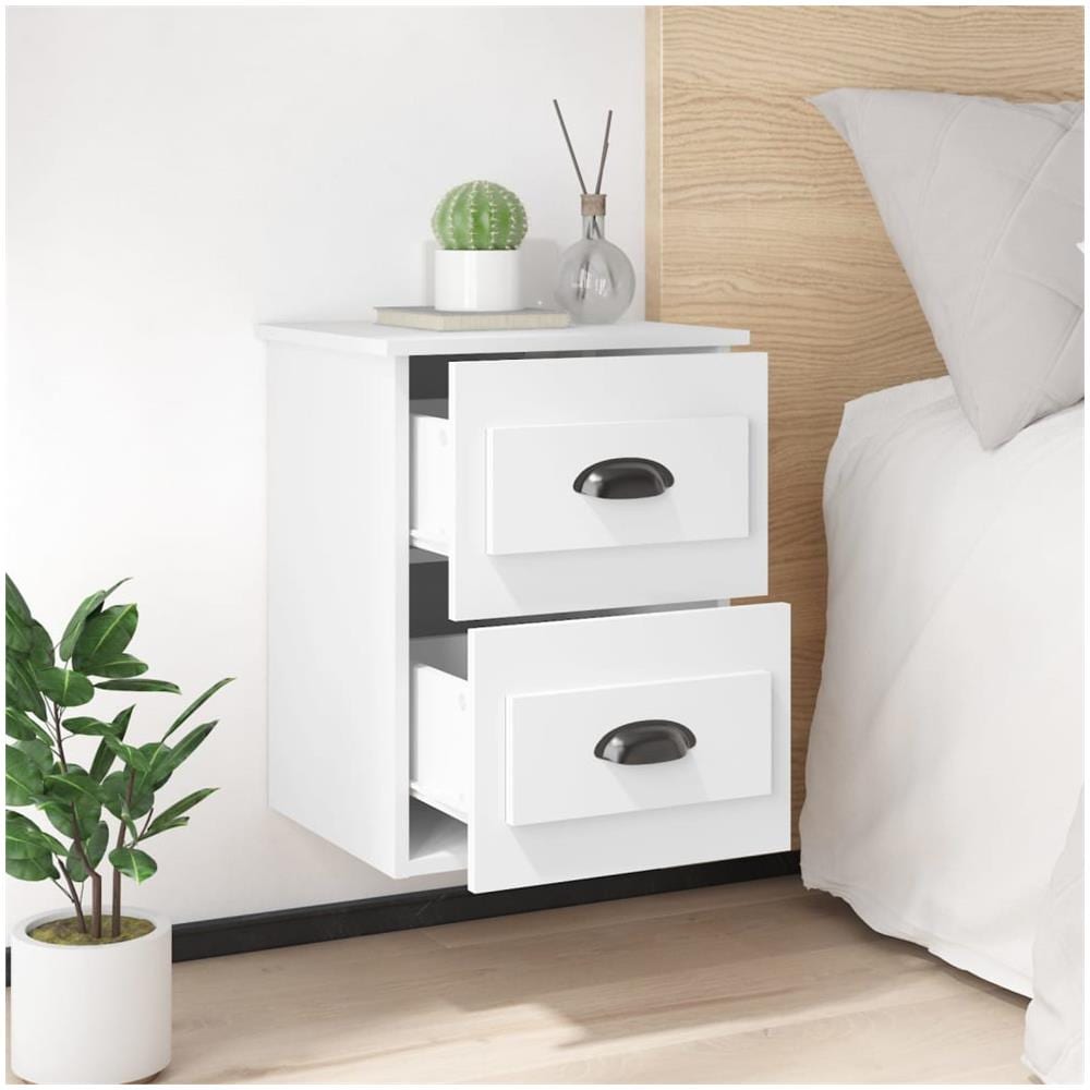 Comodino A Parete Bianco 41,5x36x53 Cm - Foto 3