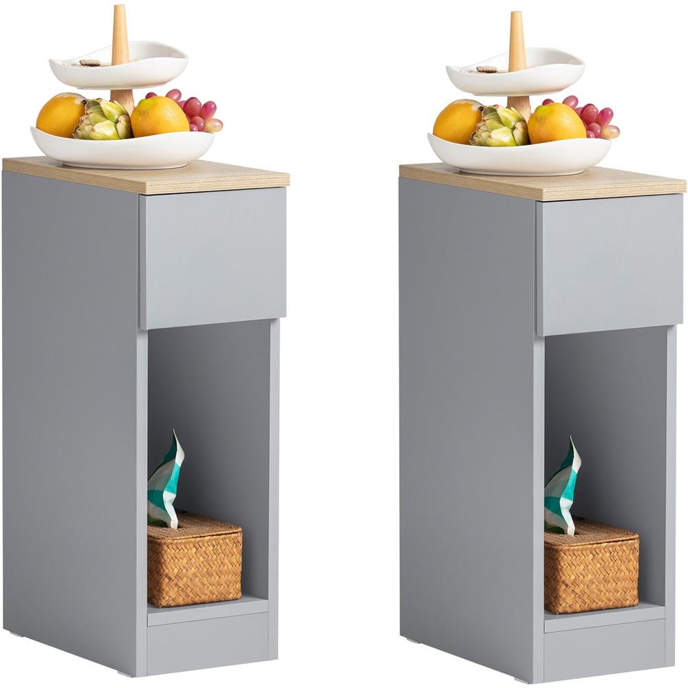 Set 2 Comodini 20x60x35 Cm Grigi Fbt111-hgx2 - Foto 1