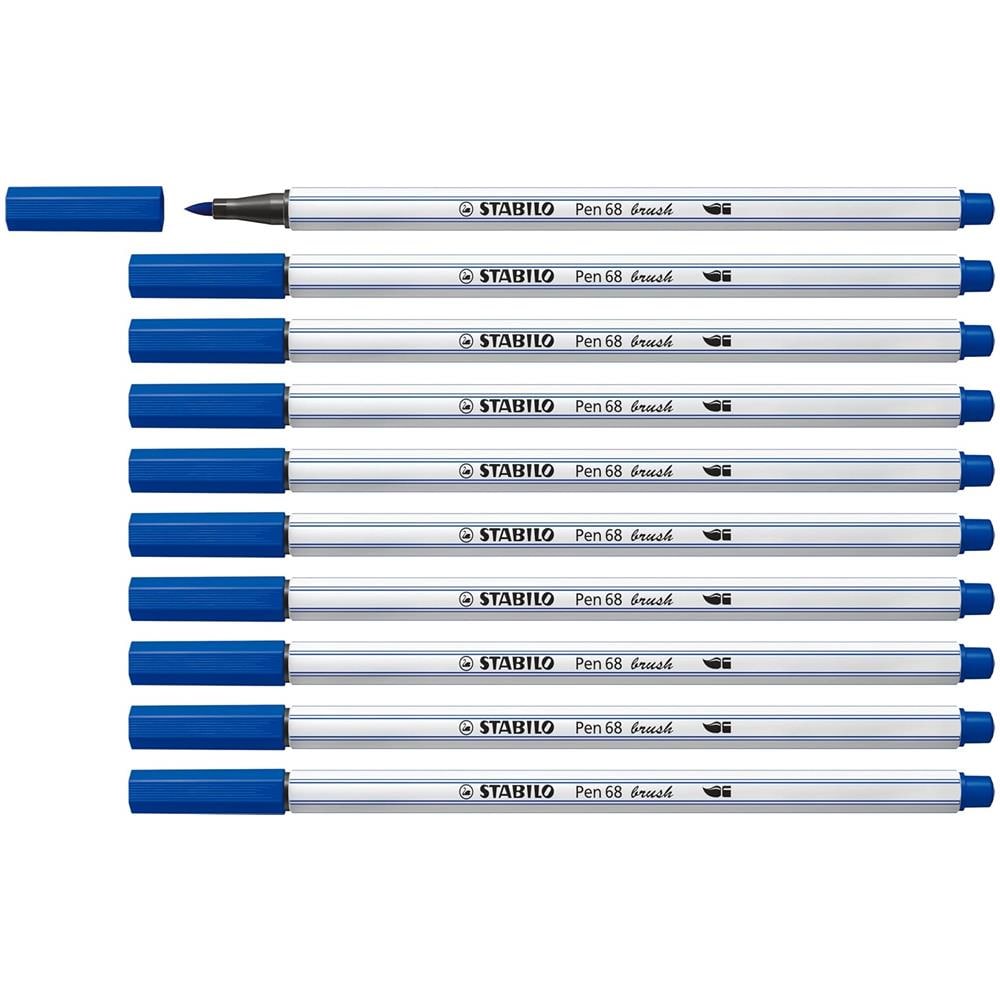 Pen 68 brush - Pennarello Premium con punta a pennello - Confezione da 10 - Blu Oltremare - Foto 1