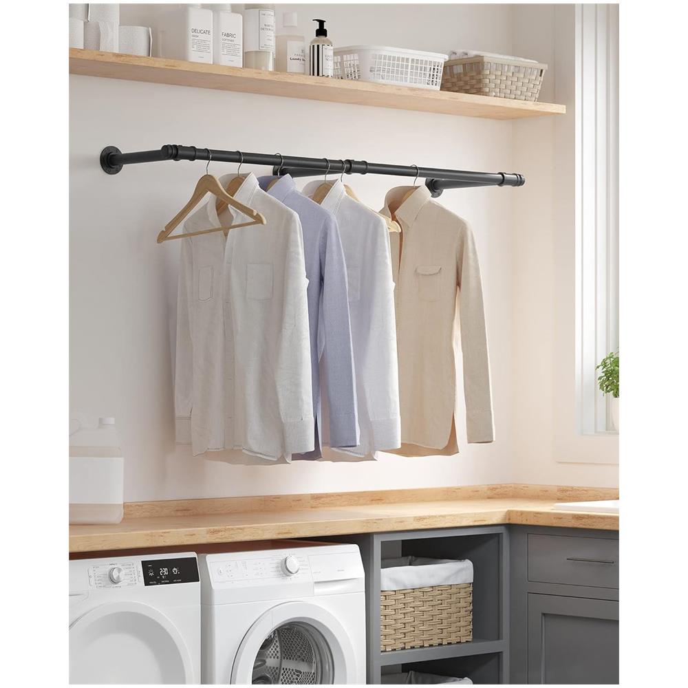 Barra appendiabiti da parete in acciaio nero salvaspazio x1 - Foto 2