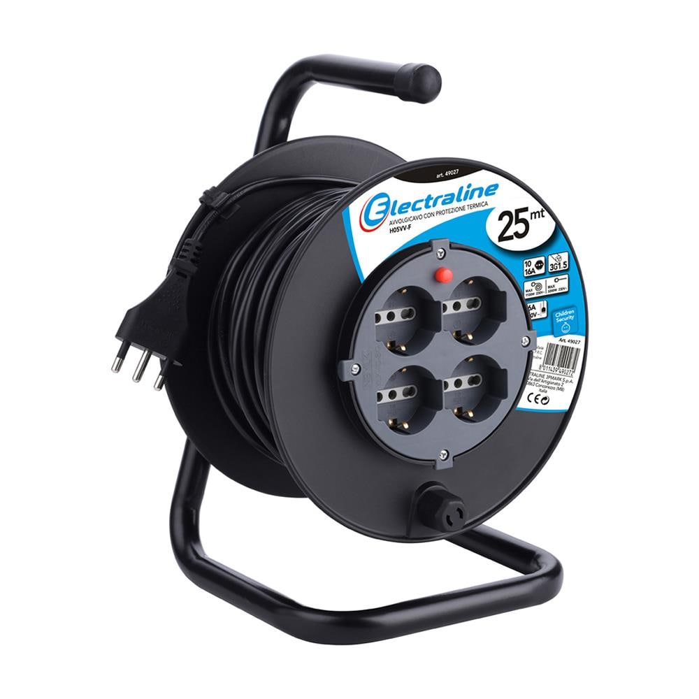 Prolunga Con Avvolgicavo 4 Prese Scuko 10/16a 25mt Cavo 3x1,5 Cavaletto 49027 - Foto 2