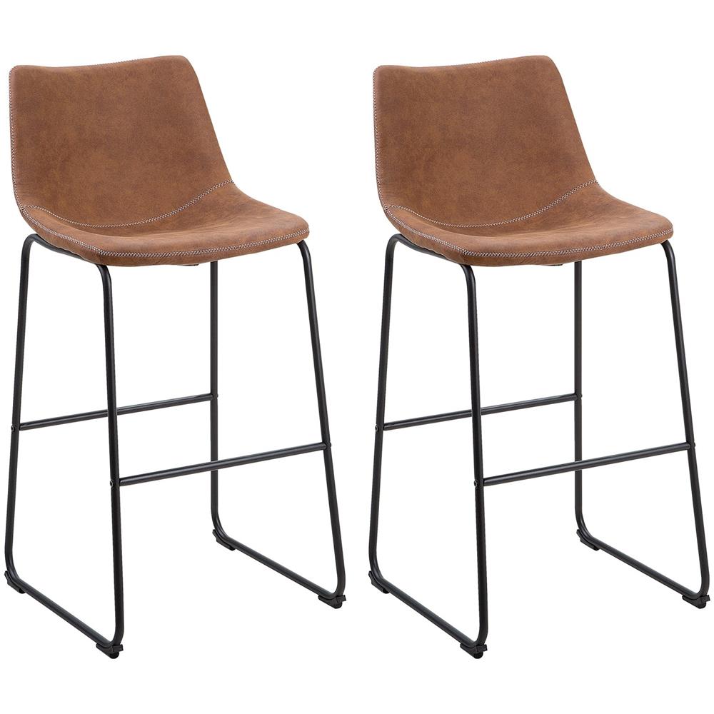 Set Di 2 Sgabelli Da Bar In Tessuto Marrone Franks - Foto 1