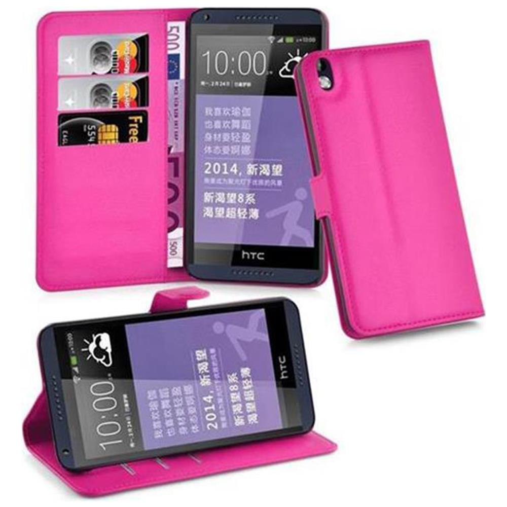 Custodia Compatibile Con Htc Desire 816 In Rosa Vivo - Coperchio Protettiva Con Chiusura Magnetica, Funzione Stand E Tasca Per Le Carte - Foto 1