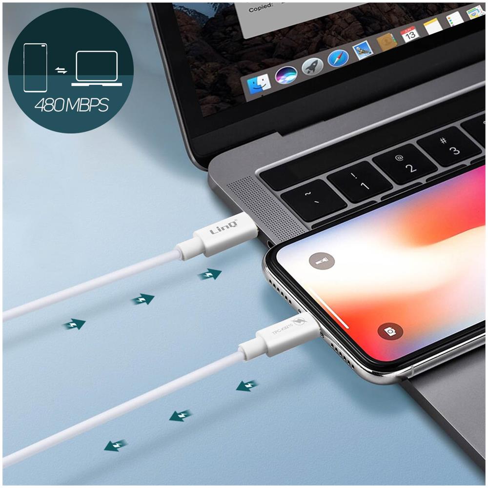 Cavo Usb-c A Lightning Fast Charge 3a Carica Sincronizzazione 1,2m Bianco - Foto 2