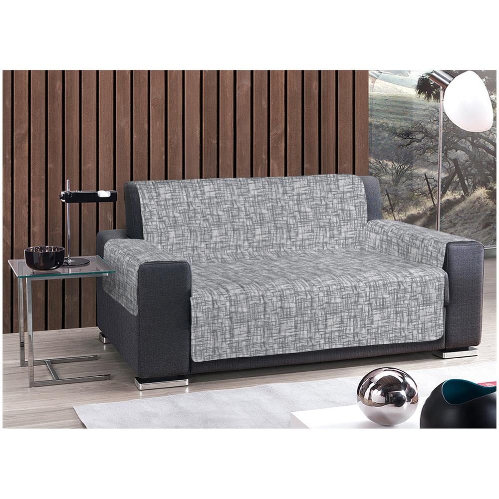 Copridivano Trapuntato Antimacchia Disegno Reticolo Colore Grigio 4 Posti Grigio - Foto 1