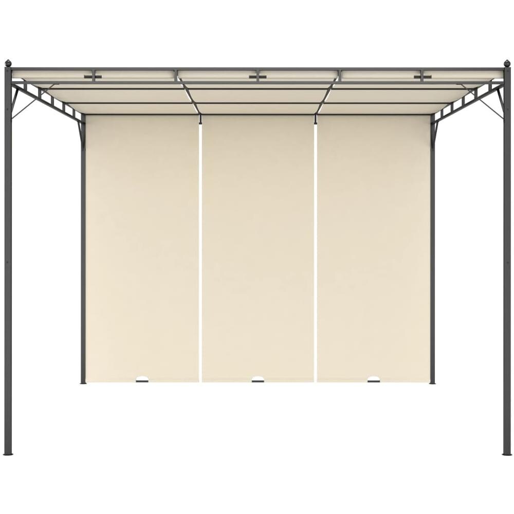Gazebo Da Giardino Con Tenda Laterale 3x3x2,25m Crema - Foto 2
