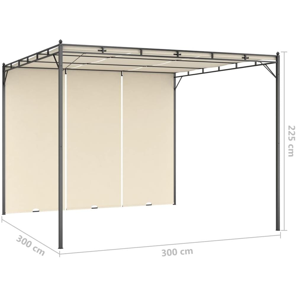 Gazebo Da Giardino Con Tenda Laterale 3x3x2,25m Crema - Foto 8