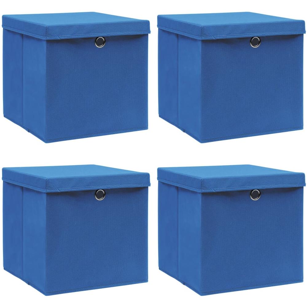 Scatole Con Coperchi 4 Pz Blu 32x32x32 Cm In Tessuto - Foto 1