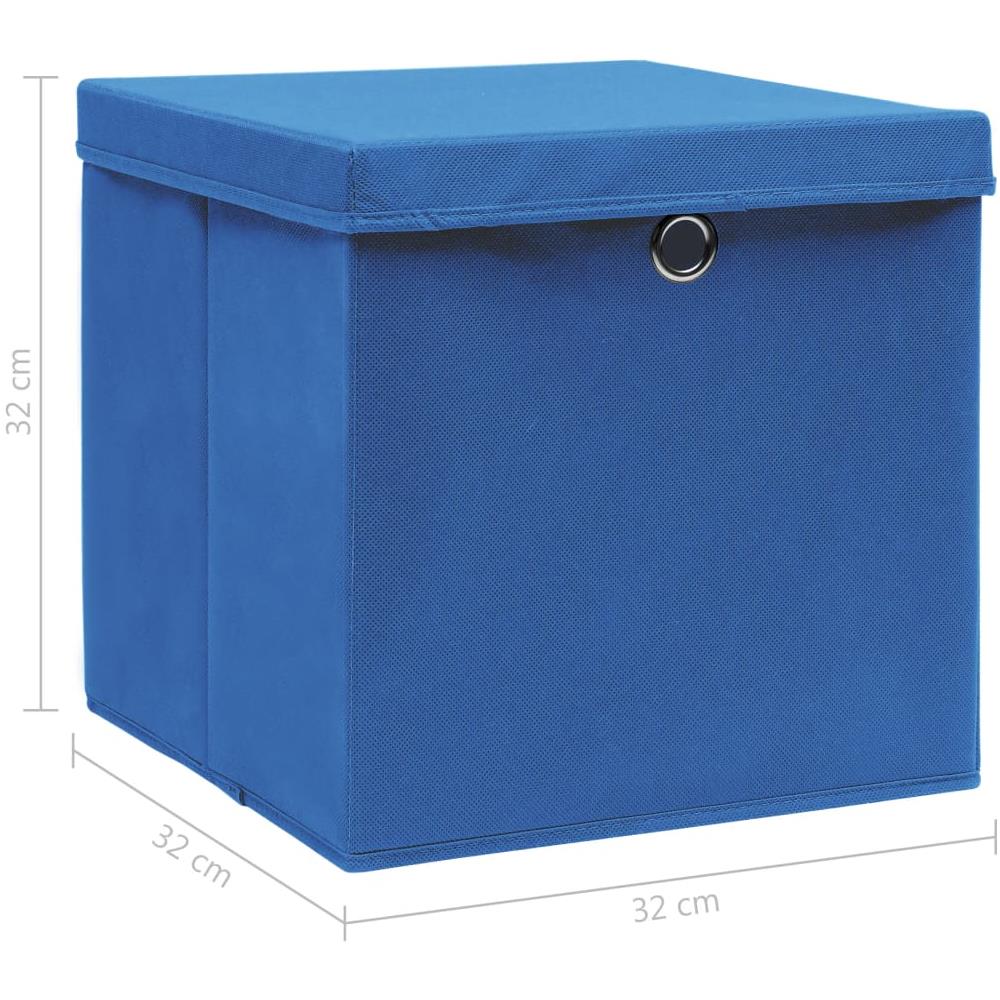Scatole Con Coperchi 4 Pz Blu 32x32x32 Cm In Tessuto - Foto 9