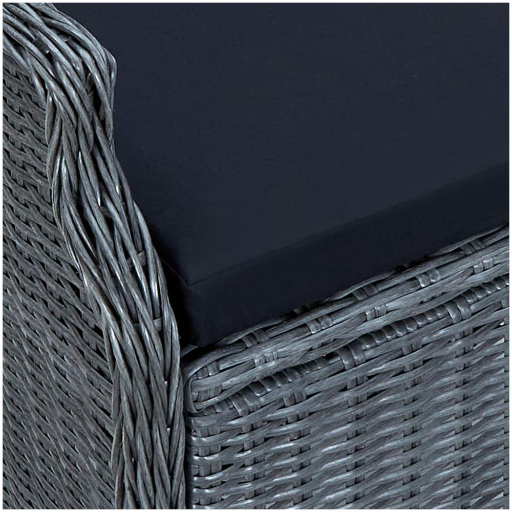 Set Da Pranzo Da Giardino 9pz E Cuscini Polyrattan Grigio Scuro - Foto 2