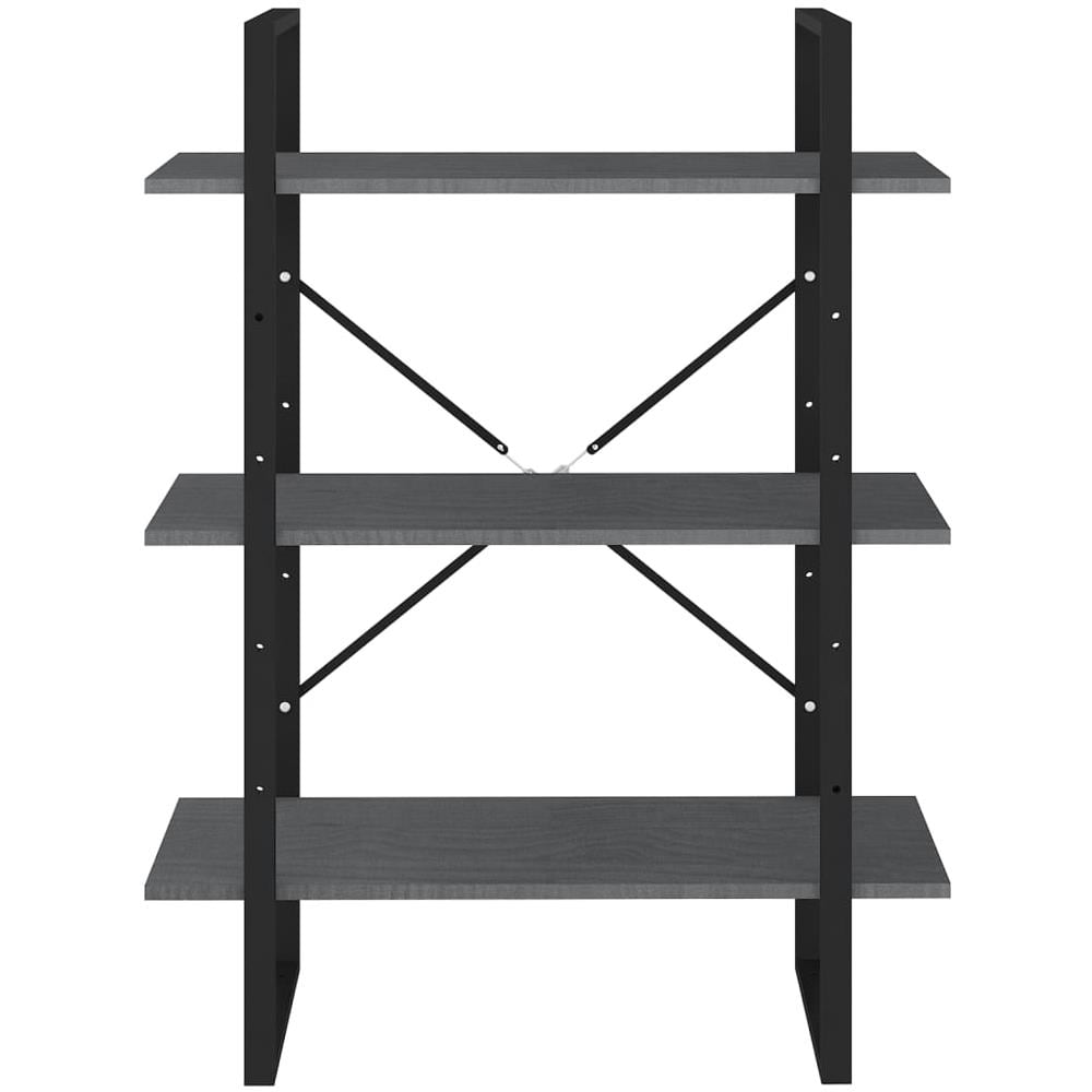 Libreria A 3 Ripiani Grigia 80x30x105 Cm In Massello Di Pino - Foto 8