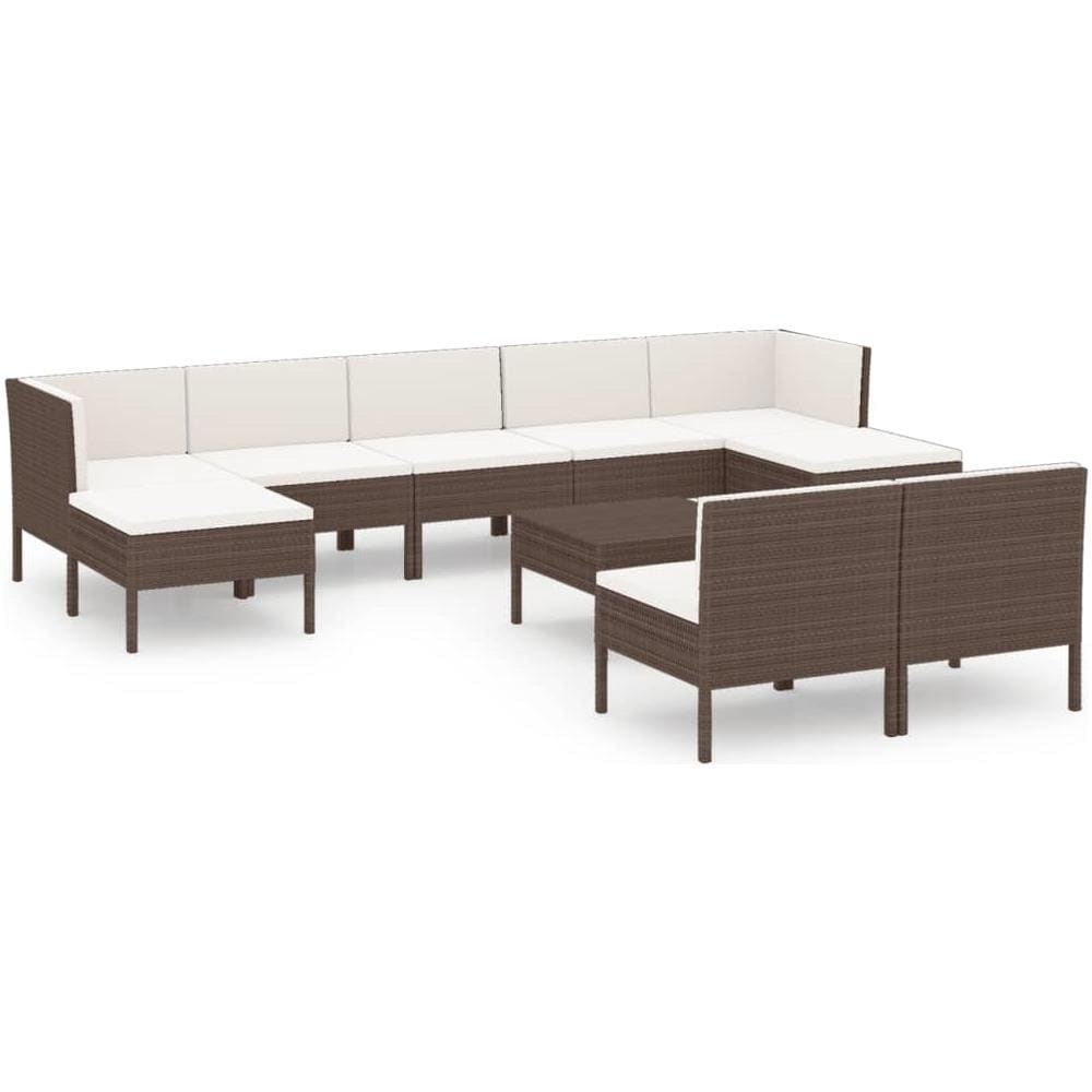 Set Divani Da Giardino 10 Pz Con Cuscini In Polyrattan Marrone - Foto 2