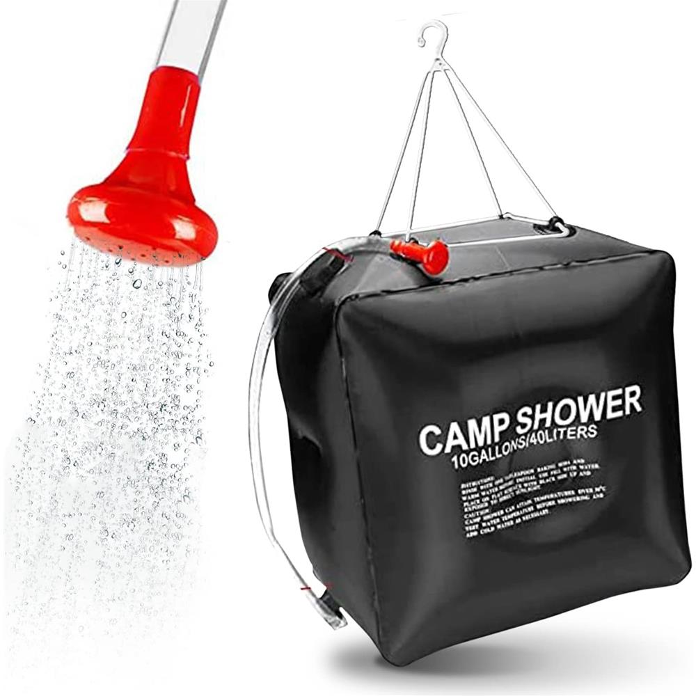 Borsa Doccia Solare Da Campeggio, 40l Riscaldamento Solare Borsa Da Campeggio Maxi, Doccia Portatile Con Tubo Rimovibile E Soffione Per Campeggio, Escursionismo Trekking Attività All'aperto - Foto 1