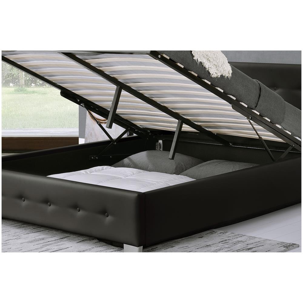 Newington Struttura Letto Imbottita Nera Con Contenitore 140x190 Cm - Foto 6
