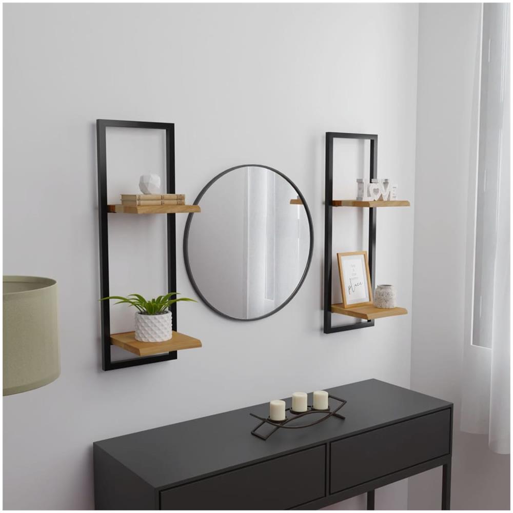 Mensole Parete 2 Pz 25x25x75 Cm Legno Massello Acacia E Acciaio - Foto 1