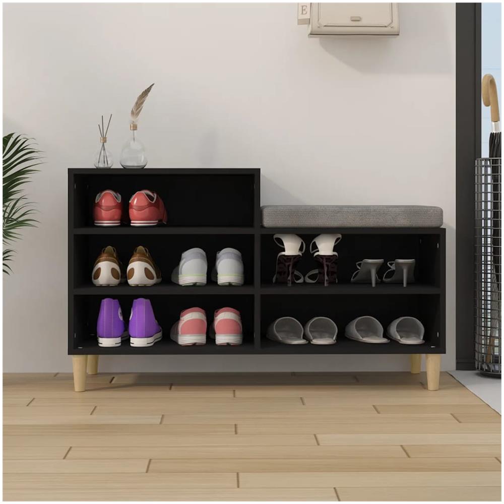 Scarpiera Nera 102x36x60 Cm In Legno Multistrato - Foto 5