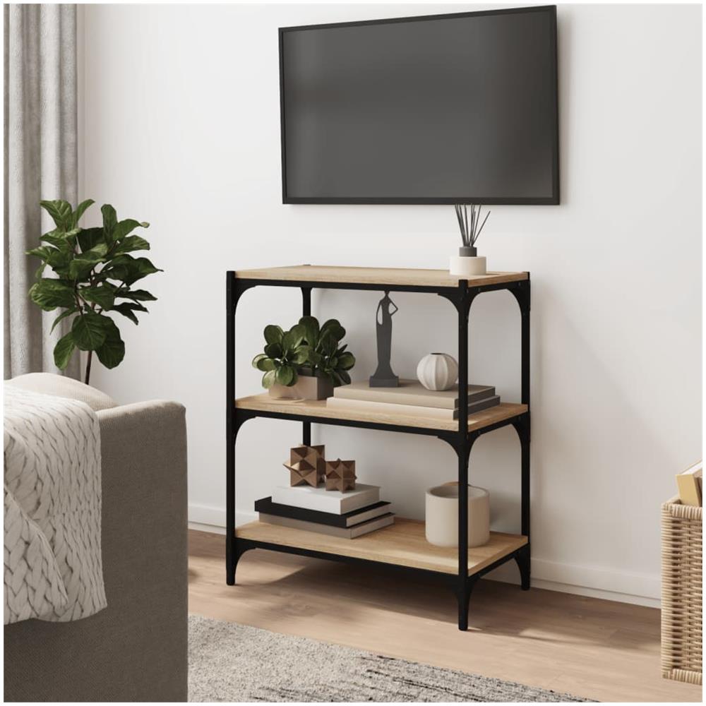 Libreria Rovere Sonoma 60x33x70,5cm Legno Multistrato E Acciaio - Foto 3