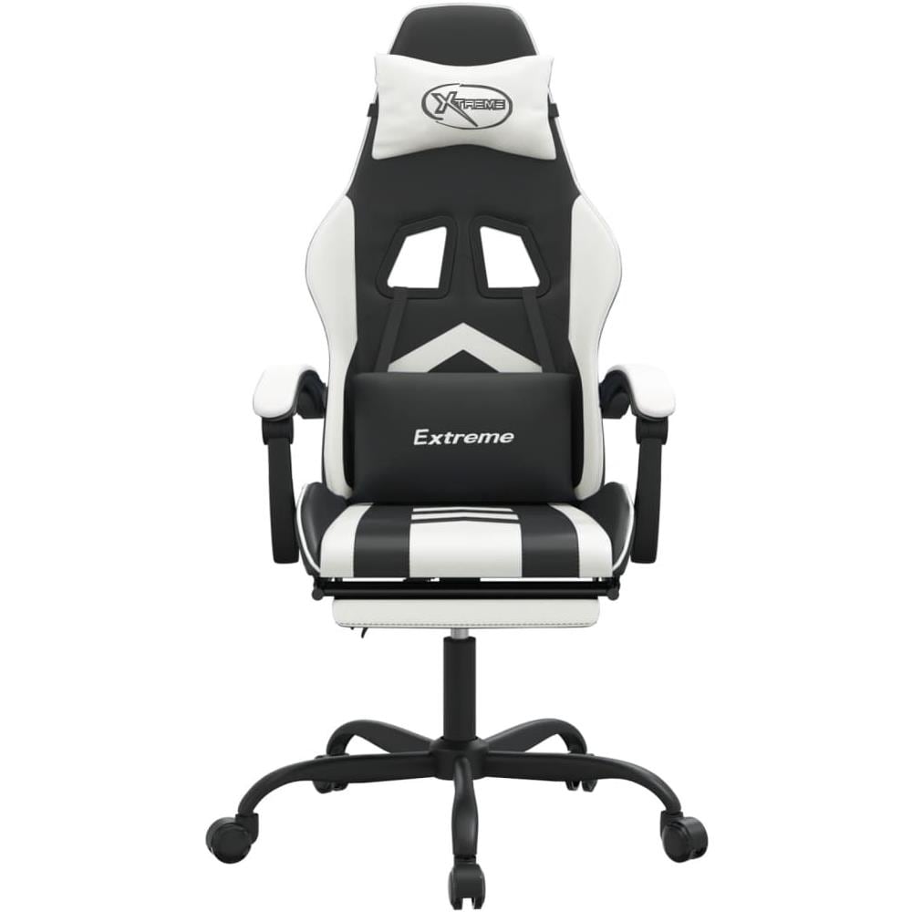 Sedia Da Gaming Con Poggiapiedi Nero E Bianco In Similpelle - Foto 3