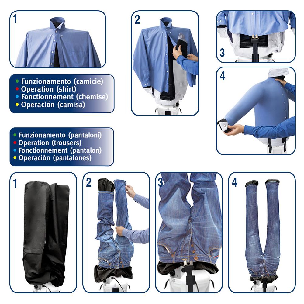 Stiracamicie E Pantaloni Sa19 Professionale Asciuga E Stira In Automatico Camicie Camicette Pantaloni Jeans Rinfresca Abiti Stirasciugatore Con Spazzola A Vapore Made In Italy Garanzia 5 Anni [classe Di Efficienza Energetica A++] - Foto 7