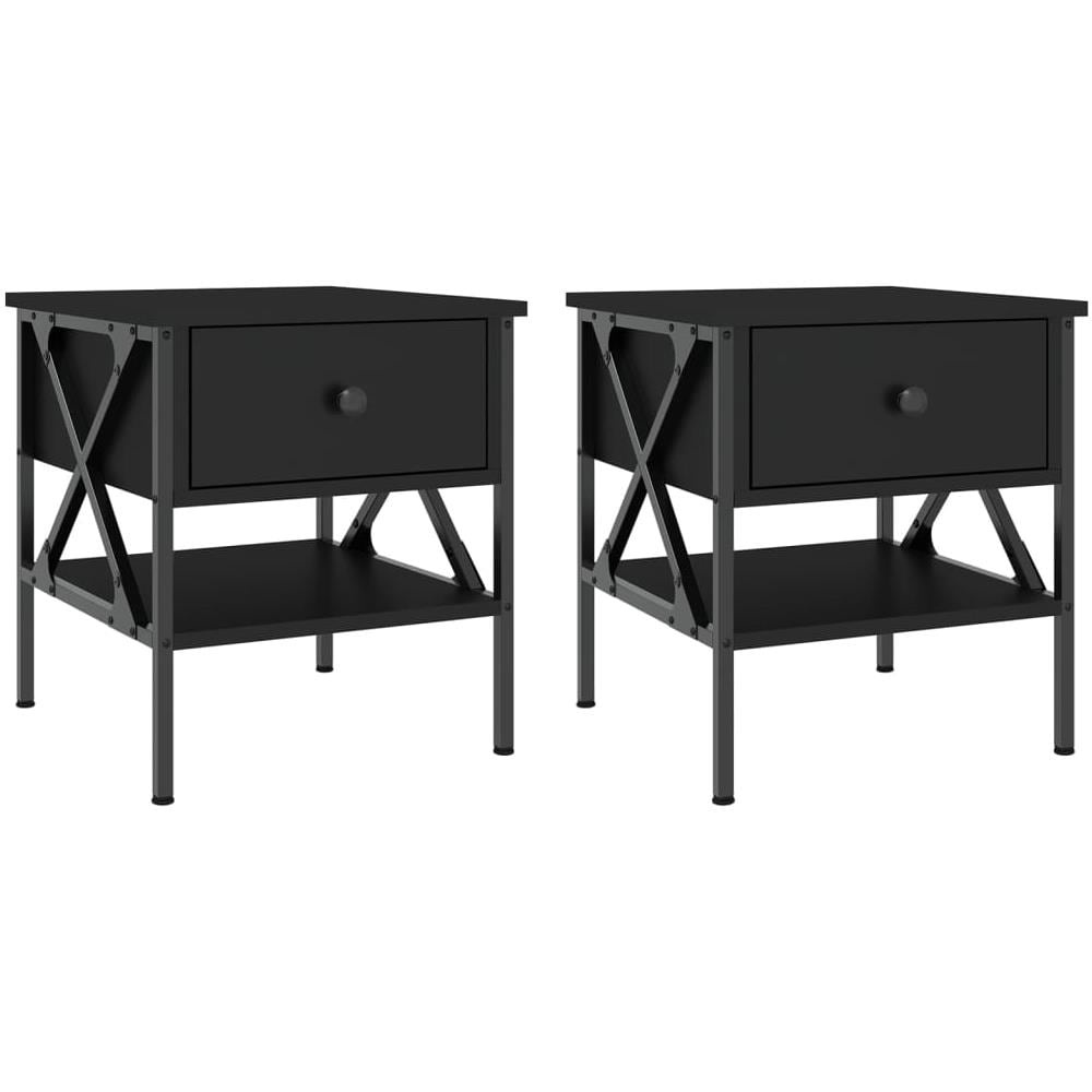 Comodini 2 Pz Neri 40x42x45 Cm In Legno Multistrato - Foto 2