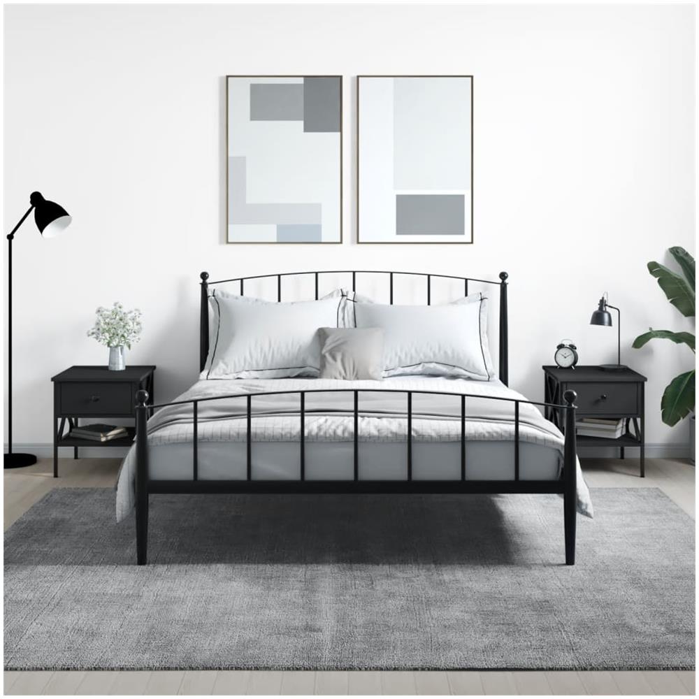 Comodini 2 Pz Neri 40x42x45 Cm In Legno Multistrato - Foto 1