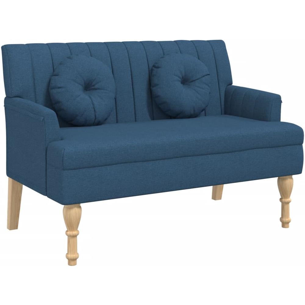 Panca Con Cuscini Blu 113x64,5x75,5 Cm In Tessuto - Foto 2