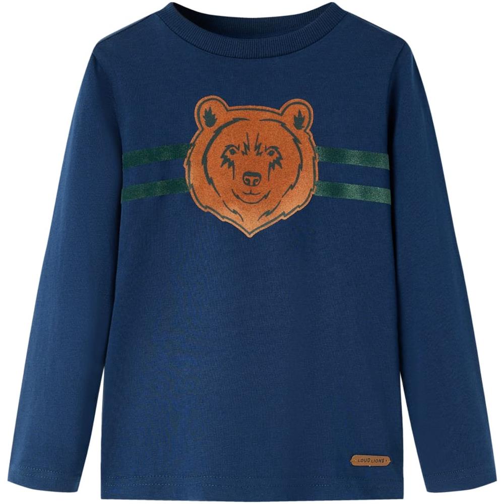 Maglietta Da Bambino A Maniche Lunghe Con Stampa Orso Blu Marino 116 - Foto 1