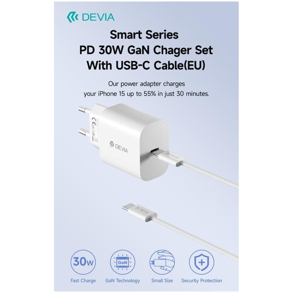 Carica Batterie Uscita con Cavo Tipo-C rapido PD 30 Watt GaN - Foto 1