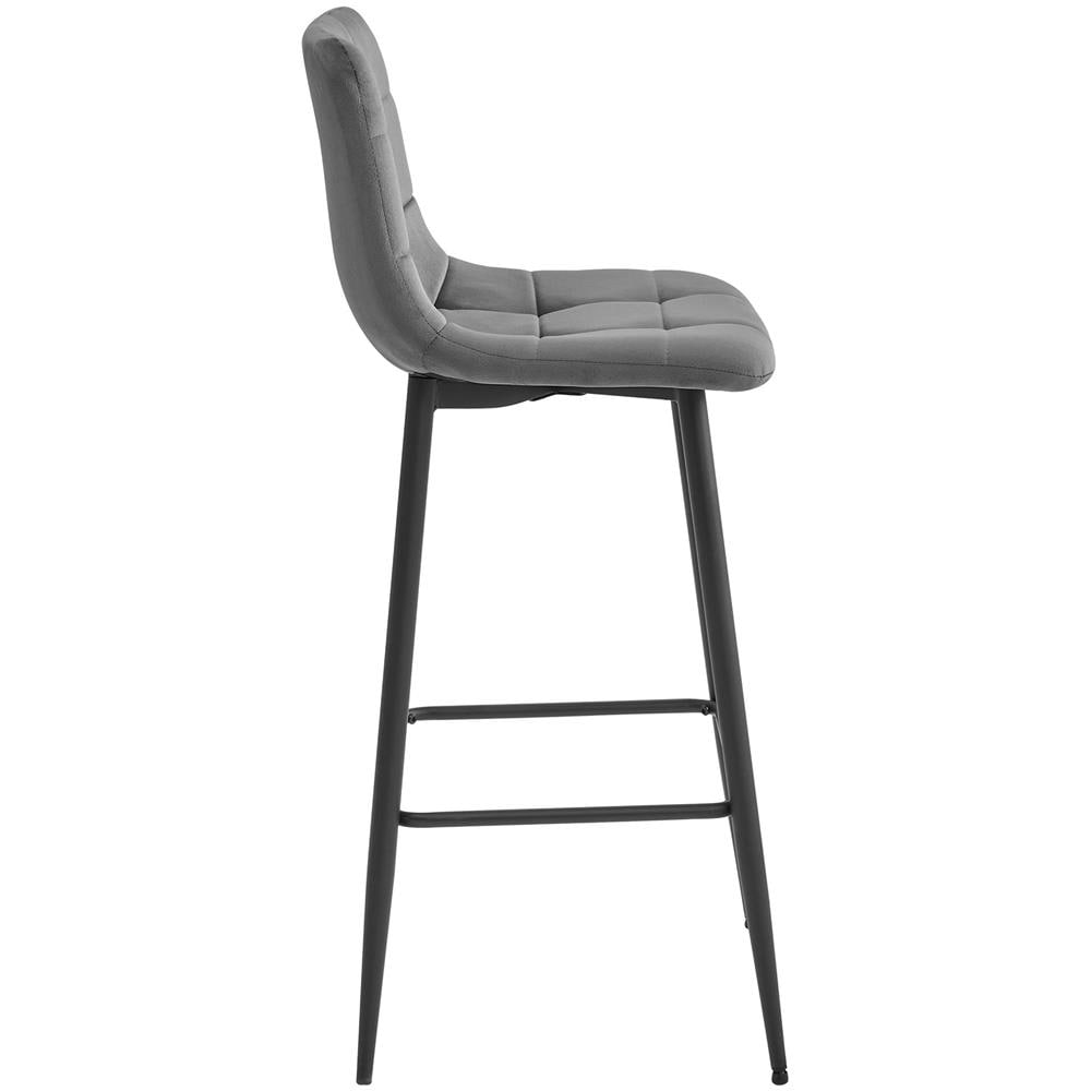 Sgabello TEOTO in velluto grigio scuro con gambe nere per cucina - Foto 6