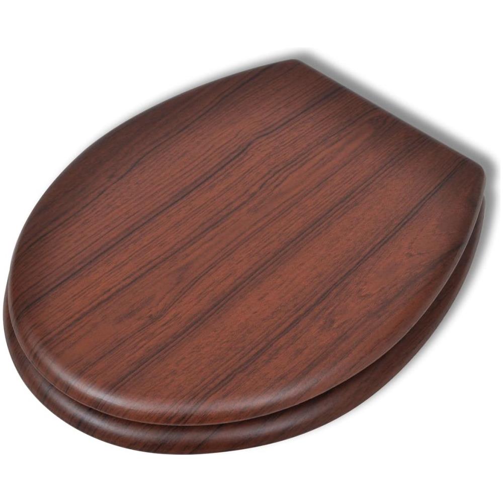 Sedile Wc In Mdf Coperchio Chiusura Forte Con Disegno Semplice Legno - Foto 2