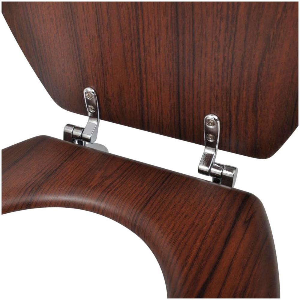 Sedile Wc In Mdf Coperchio Chiusura Forte Con Disegno Semplice Legno - Foto 7