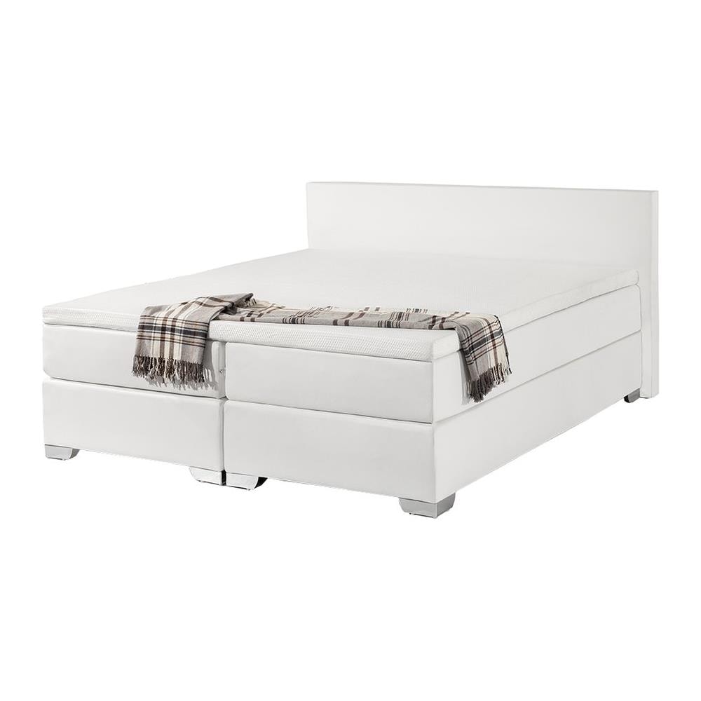 Letto Boxspring In Pelle Bianca 160 X 200 Cm President - Foto 1