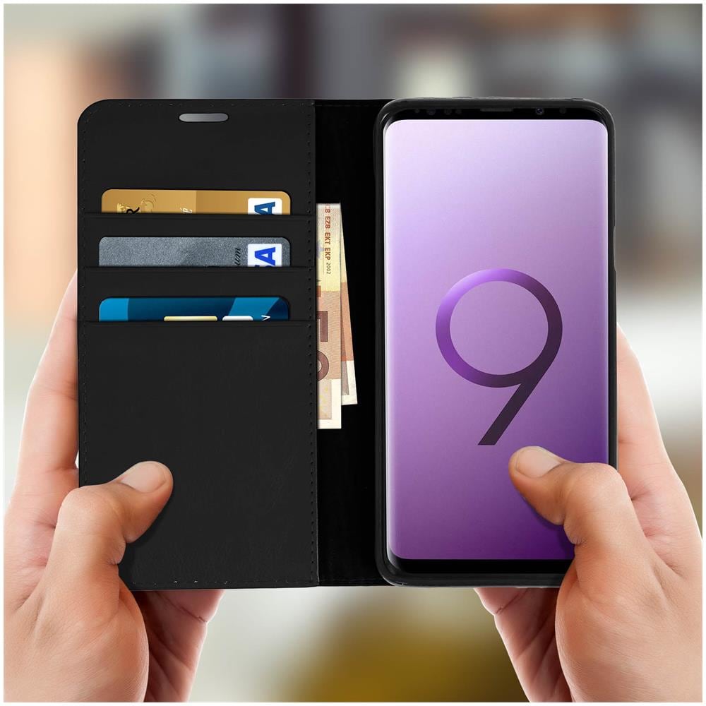 Custodia A Libro Galaxy S9 Plus Portacarte Pelle Vera Funzione Supporto - Nero - Foto 10